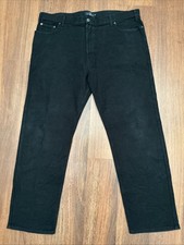 Men’s M&S Blue Harbour Black Moleskin Trousers W42 L31 Straight Leg Stretch VGC