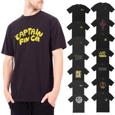 Captain Fin Mens T Shirts Short Sleeves Graphic Print Summer Cotton Black Top