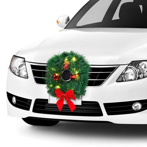 Christmas car wreath - christmas, with