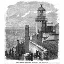 IRELAND The Lighthouse at Wicklow Head - Antique Print 1869
