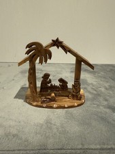 Hand Carved Olive Wood Nativity Scene with Set Figures Made In Bethlehem 