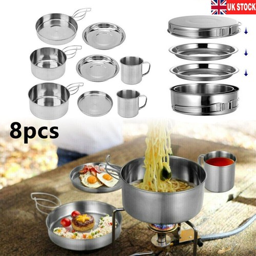 8pcs camping cookware - camping, portable