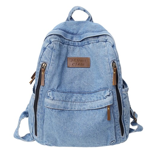 Denim backpack school bag - denim,