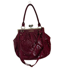 LYDC London Y2K Burgundy Snake Print Handbag with Matching Purse Retro Style