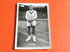 ORIGINAL  REAL PHOTO SPORTING TENNIS POSTCARD - T. BROWN, INK SIGNED.