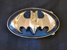 Men's Belt Buckle Novelty DC Superhero Batman Silver Blue 3D Embossed