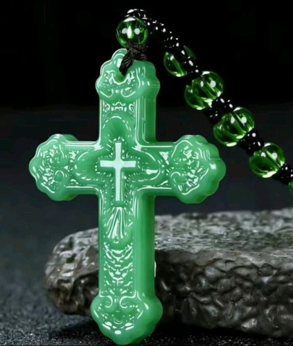 Jade cross necklace - cross,