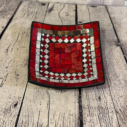 20cm red square mirror mosaic - square,