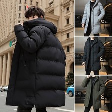 Winter Warm Men Long Puffer Coat Hooded Bubble Jacket Quilted Padded Outwear UK