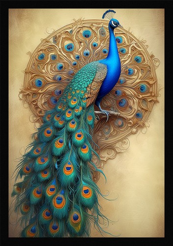 Soft peacock framed - soft, wall