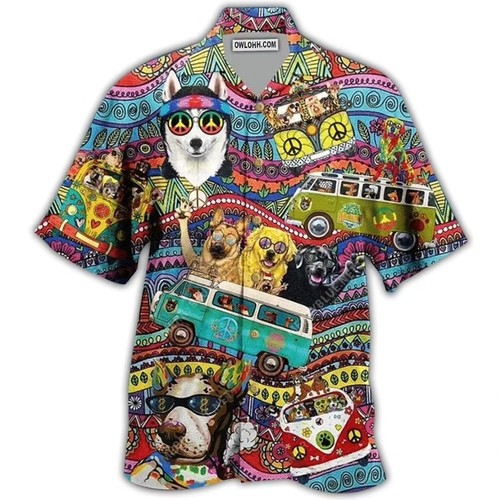Mens button down hippie - mens, dog