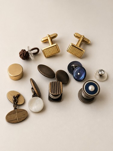 Various antique cufflinks bits - cufflinks,