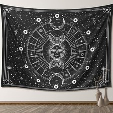 Tapestry for Bedroom Aesthetic, Sun Moon Star Large Astrology Wall Hanging,