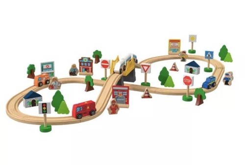 Playtive city wooden train set - wooden,