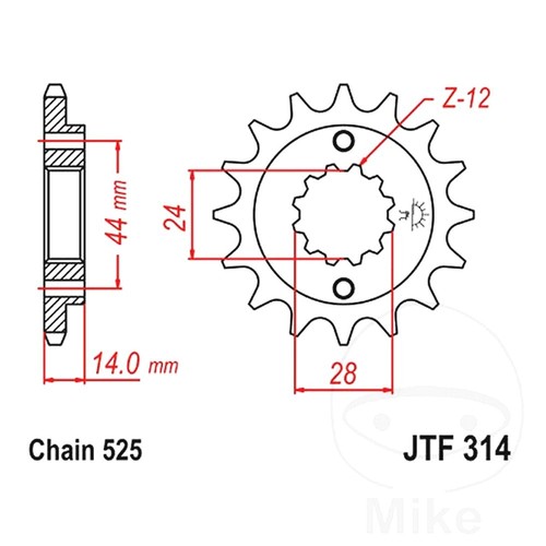 Front sprocket tooth - jt,