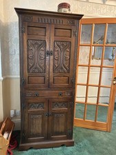 Wood Bros Old Charm Carved Oak Cocktail Drinks Cabinet Bar
