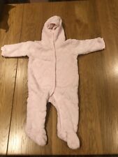 Pramsuit / Snowsuit, 0-3 Months, Pink, Hearts, Hood, Fluffy, Warm, Winter