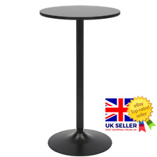 1m Tall Round Black Wooden Bar Table - Kitchen Breakfast Dining Bistro Wood