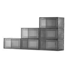 Uimoso Shoe Storage Boxes 6PCS Stackable Shoe Boxes US Size 13 Transparent Black