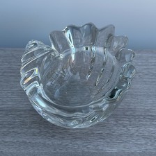 Vintage Vannes France Lead Glass Scalloped Sea Shell Crystal Dish