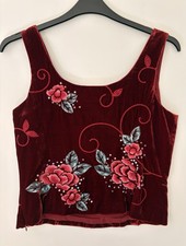 Kaliko Women's Velvet Embroidered Top Size 14 With Side Zip