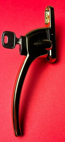 Brass locking window handle - brass,