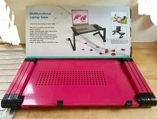 Pink Metal Laptop bed table - laptop desk - multifunctional fold-up table