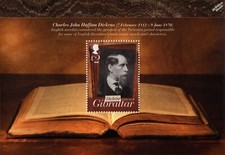 CHARLES DICKENS Birth Bicentenary / Books Stamp Sheet (2012 Gibraltar SG1469)