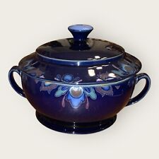 Denby Baroque Tureen Vegetable Serving 3pts Blue Art Nouveau Stoneware Excellent