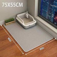 Double Layer Cat Litter Mat Non-Slip Washable Pad for Cats Litter Box, Paw Clean