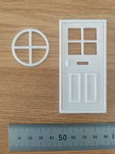 Not Hobbies Dolls House Round Window & Door White Opening Thin 1:24 flat back