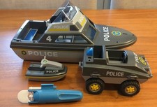 Vintage Playmobil 4429 - Police Boat  Jeep & Jet ski Play set Used Condition