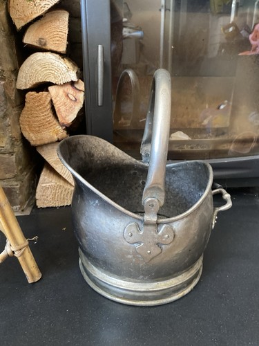 Pewter metal coal scuttle - pewter,