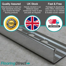 Metal L Shape Tile Trim Bright & Brushed Silver Chrome 8,10 & 12mm Any Quantity!