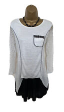 TUNIC LONG TOP  by NINA MURATI UK 12 VGC BLACK CONTRAST LINED POCKET RELAXED