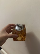 Kingsway Hand Cut Crystal Lighter  Vintage 70s Cube Italian Murano Amber Glass