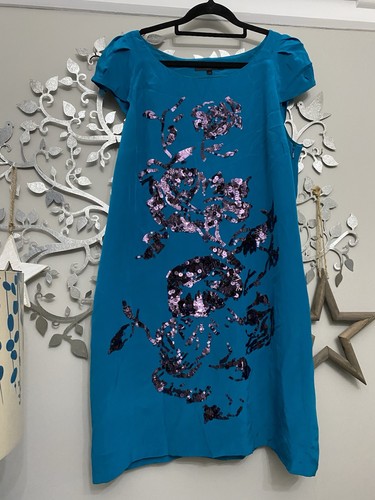 Coast teal silk overlay - teal, sequin