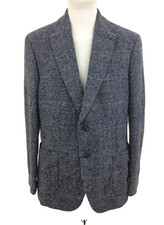 M&S Men's Blazer Size 44 Blue Check Wool Blend Single Breasted Stretch New F1