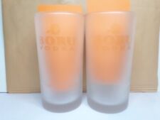 Boru Vodka Frosted Tall Tumbler Glass - 2x Branded Spirits Glassware - VG C 