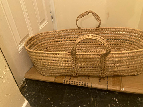 Woven palm leaf moses basket - moses,