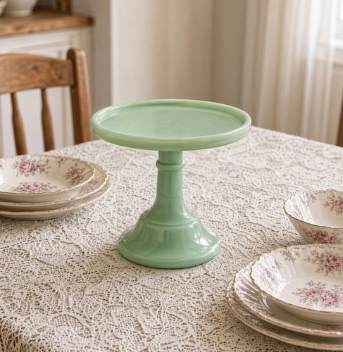 Jadeite cake stand plate - cake,