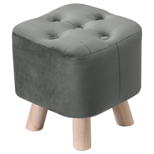 Grey tufted square stool - grey,