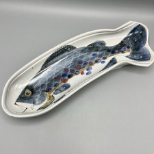 Highland Stoneware Fish Serving Dish Platter Wall Mounting 43cm Long Hand Paint
