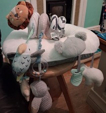 Nuby Penguin Tummy Time Pillow and Animal Adventures Activity Spiral Pram Toy