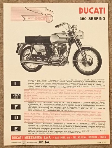 Ducati 350 sebring motorcycle - ducati,