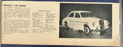 Car advert 1956 - advert, 15/50