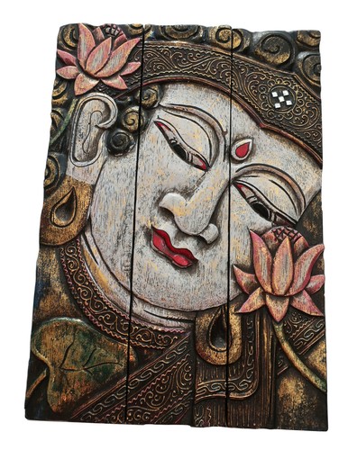Hand carved painted - carved, buddha