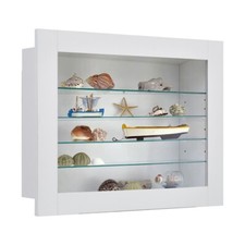 Collectors Display Cabinet Multi-Tier Wall Mounted Wooden Shelves Glass Frosted