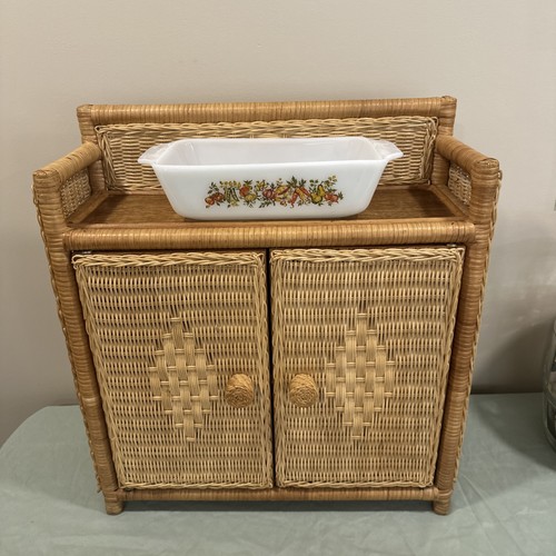 Vintage wicker bathroom shelf - bathroom,