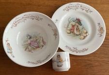 Benjamin Bunny Plate, Jemima Puddle-Duck Bowl, Tom Kitten Egg Cup, Royal Albert